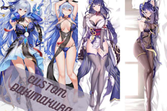 draw anime body pillow, dakimakura, sfw nsfw, anime girl, oc reference sheet