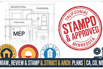 do pe stamped architectural, engineering, and mep drawings for ca, mn permit
