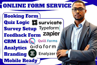 build typeform aidaform booking page survicate quiz enalyzer feedback quill form