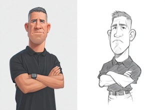 draw full body big head cartoon caricature