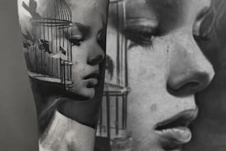 design a realism black and grey tattoo for you