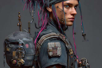 create scifi or cyberpunk character portrait art