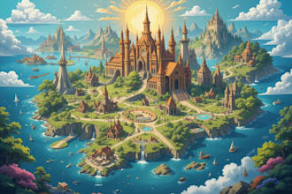 create event, tourist, and fantasy map illustration
