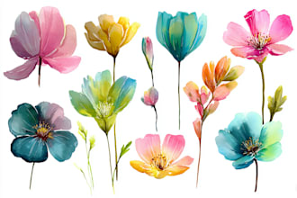 paint watercolor flowers and botanical illustrations