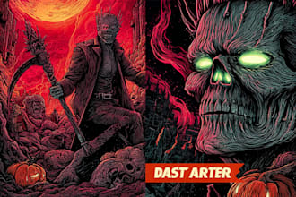 create dark art illustrations in pen and ink