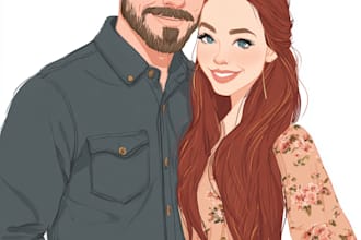 do you anime couple art portrait