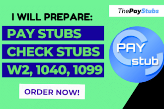 make paystub, pay stub, check stub, w2, 1040 and 1099