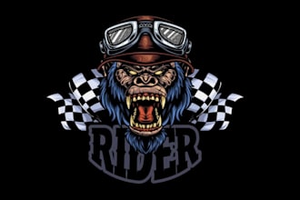 do vintage biker gorilla logo with t shirt design
