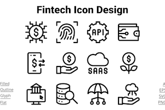 design outline, filled and flat vector icons