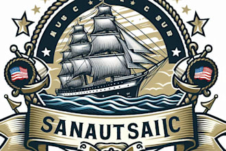 design high quality vintage  nautical logo with t shirt design