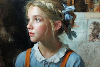 paint a realistic portrait in oil or acrylic