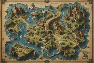 draw any ship, or fantasy map illustration with cool details