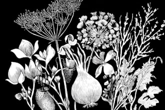 illustrate botanical and linocut vector art