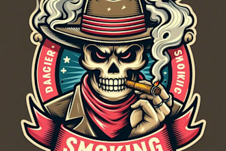 design high quality vintage danger smoking mascot logo with t shirt design
