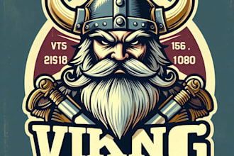 design high quality vintage viking mascot logo with t shirt design