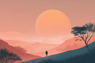 make poster, vector art deco, landscape illustration