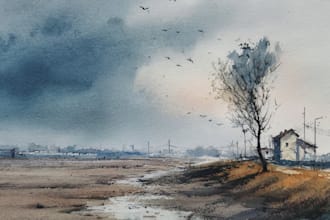 paint landscape watercolor painting with free delivery in eu