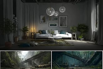 make a environments, landscapes, game, concept art