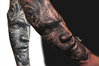draw custom tattoo design realistic, full sleeve