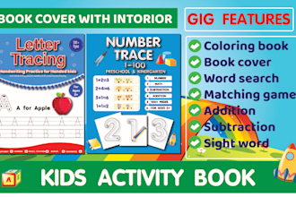 design cute and coloring kids activity book covers and interiors for amazon KDP