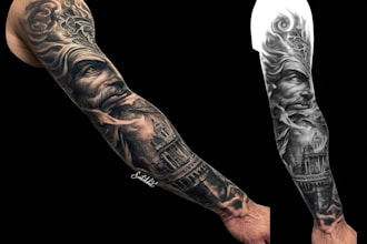 draw a full sleeve tattoo design unique modern