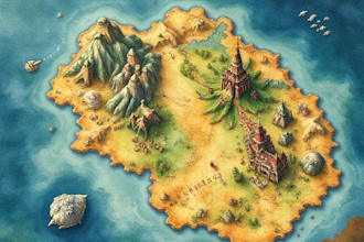 hand draw a fantasy map with digital watercolours