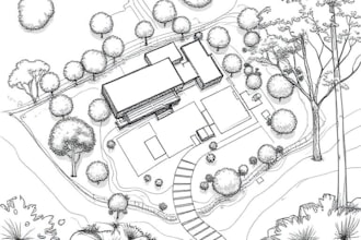 draw landscape sketch, architectural site plan, map