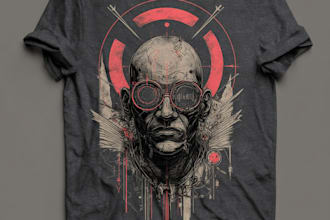 draw custom full color t shirt illustration design