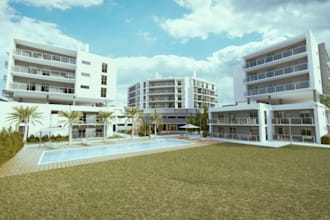 rebuild high end condo apartment,high rise complex,multi unit exterior,d5 render
