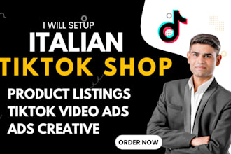 setup italian your tiktok shop, SEO product listings, tiktok ad creatives