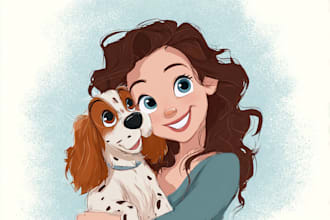 draw disney cartoon style pet portrait