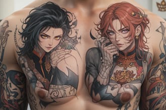 make comic cartoon anime tattoo design