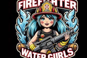 quality vintage firefighter logo with t shirt design