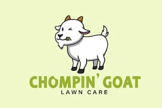 design animated goat lawn care logo