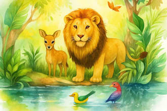 draw watercolor children book illustrations and kids story book illustration