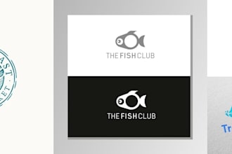 draw monochrome fish hunting art for logo and t shirt design