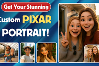 turn your photo into a 3d pixar style cartoon portrait