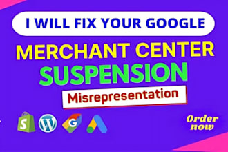 fix gtin gmc google merchant centre suspension misrepesentation and shopping ads