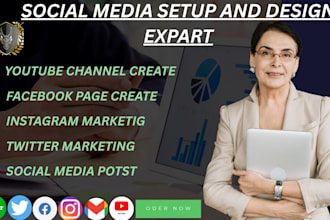 manage twitter, facebook, instagram, youtube create an setup