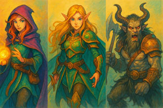 draw fantasy scifi custom characters and concept art