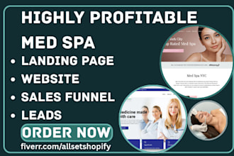 design med spa landing page doctor website medical sales funnel healthcare leads