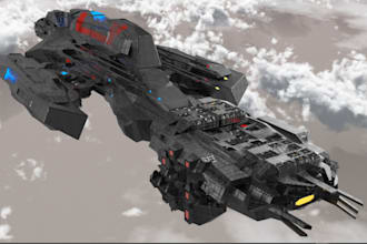 sculpt 3d starship model, spacecraft greebles 3d model, 3d spaceship stl