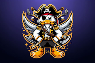 design duck pirates t shirt logo with unique identity