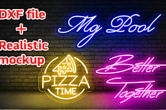 design neon sign with acrylic effect and production file