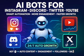 build instagram, discord, twitter, youtube bot for social media automation