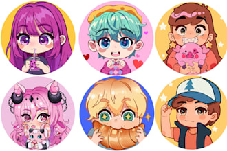 draw cute full body chibi illustration and icon