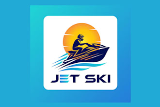 design retro hand drawn marine boat jet ski logo express delivery