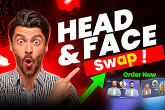do realistic head swap, face swap with photoshop and ai