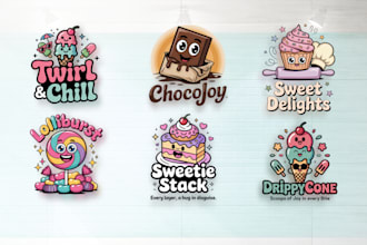 design bakery, candy, chocolate, dessert and ice cream logo