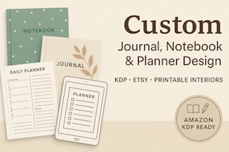 design custom notebook, journal, or planner interiors and covers notebook
